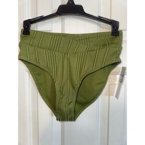 Salt & Cove Olive Green Ribbed High Waist Bikini Bottom‎ Swimsuit Size S